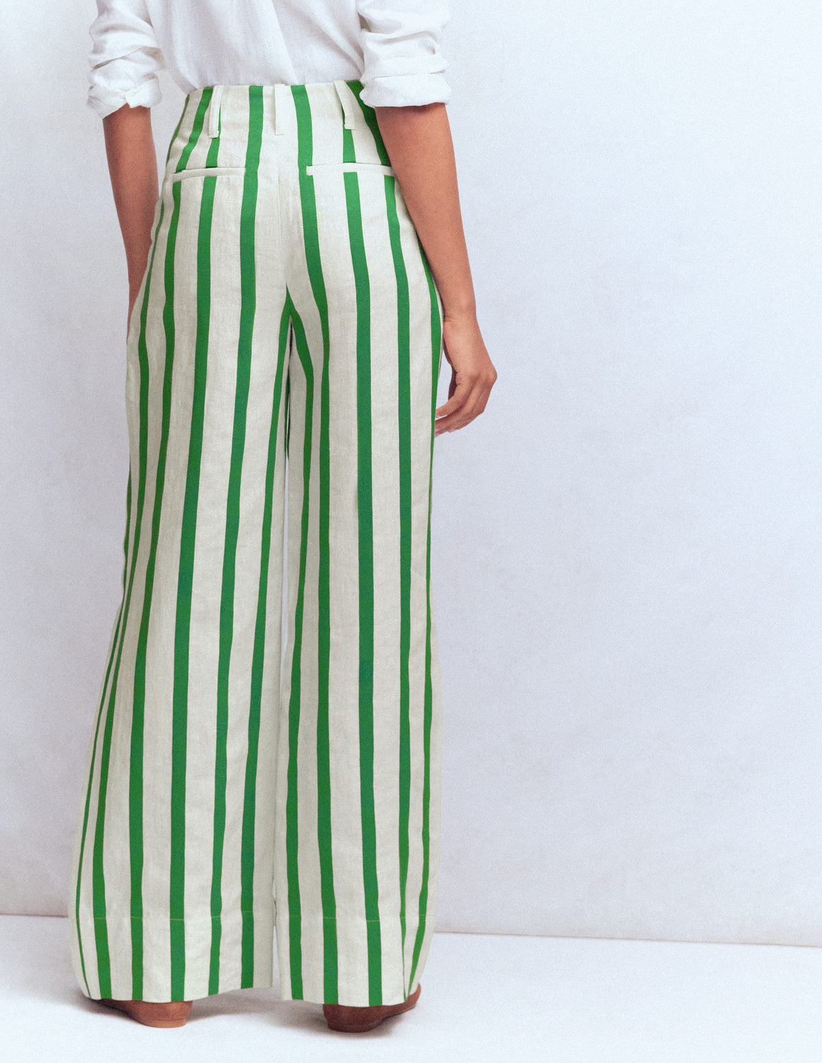 Mayfair Linen Trousers-Ivory, Fresh Green Stripe-3