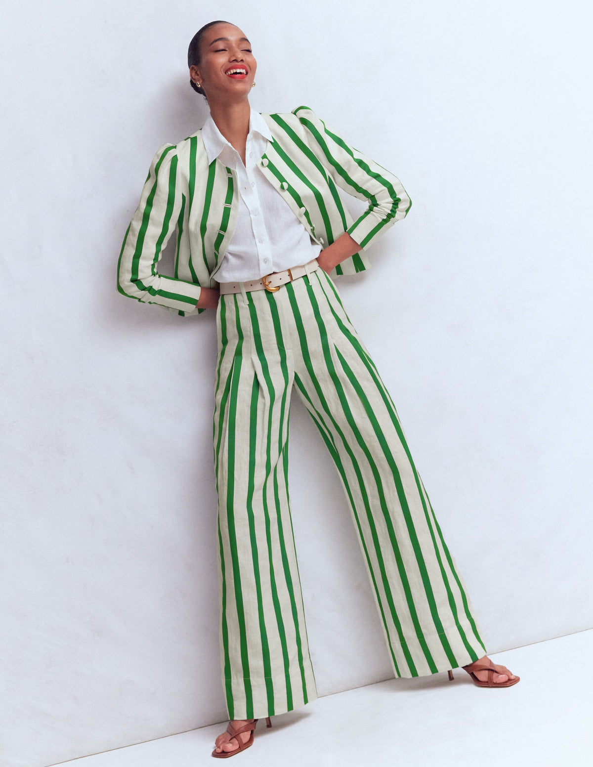 Mayfair Linen Trousers-Ivory, Fresh Green Stripe-5