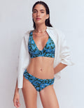 Klassische Bikinihose mit umgeschlagenem Bund-Dunkelgrün, Paradies
