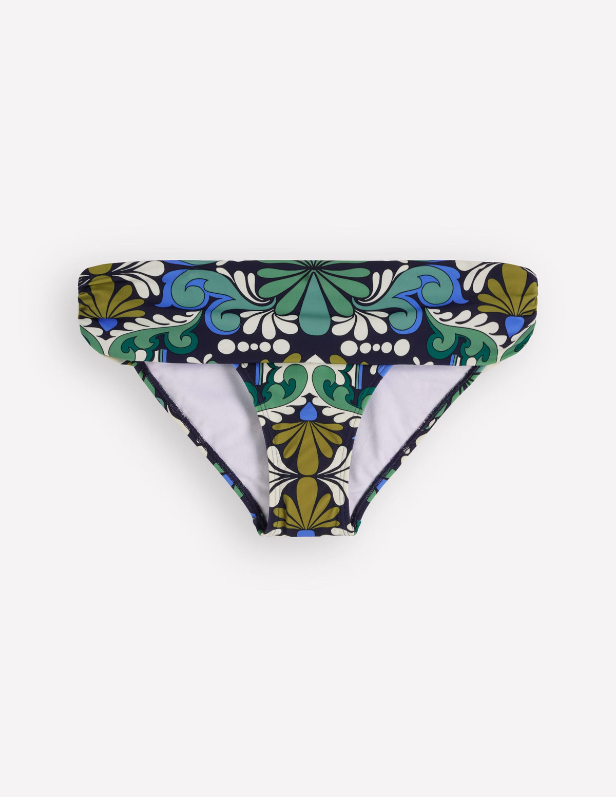 Klassische Bikinihose mit umgeschlagenem Bund-Französisches Marineblau, Blütengobelin-6