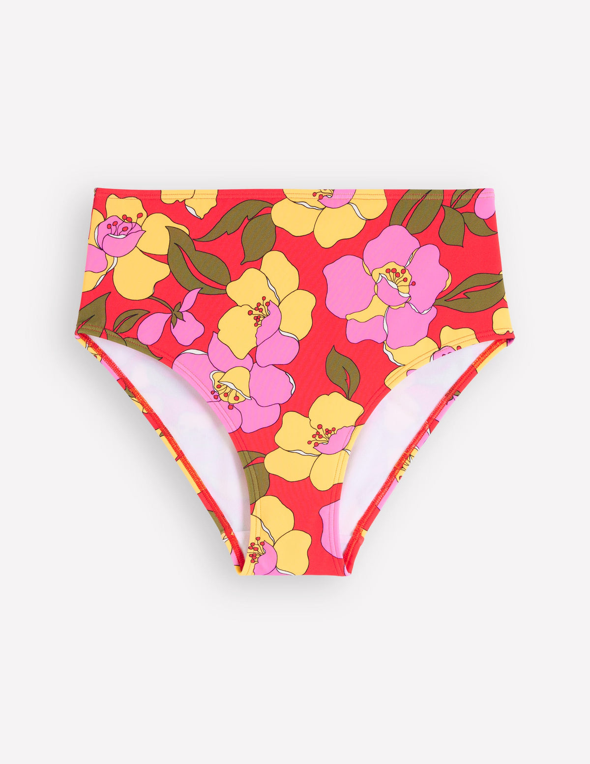 Bikinihose mit hohem Bund-Rot, Strahlende Blüte-7