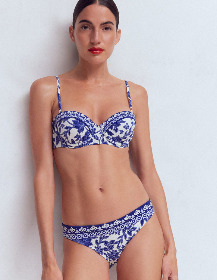 Bas de bikini intemporel-Bleu mazarine, motif Tigers Paradise