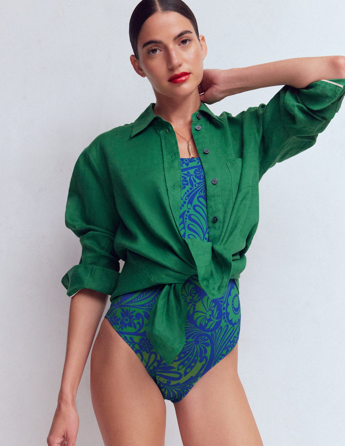 Twist Strap Swimsuit-Blue, Enchanted Paisley - Image 4