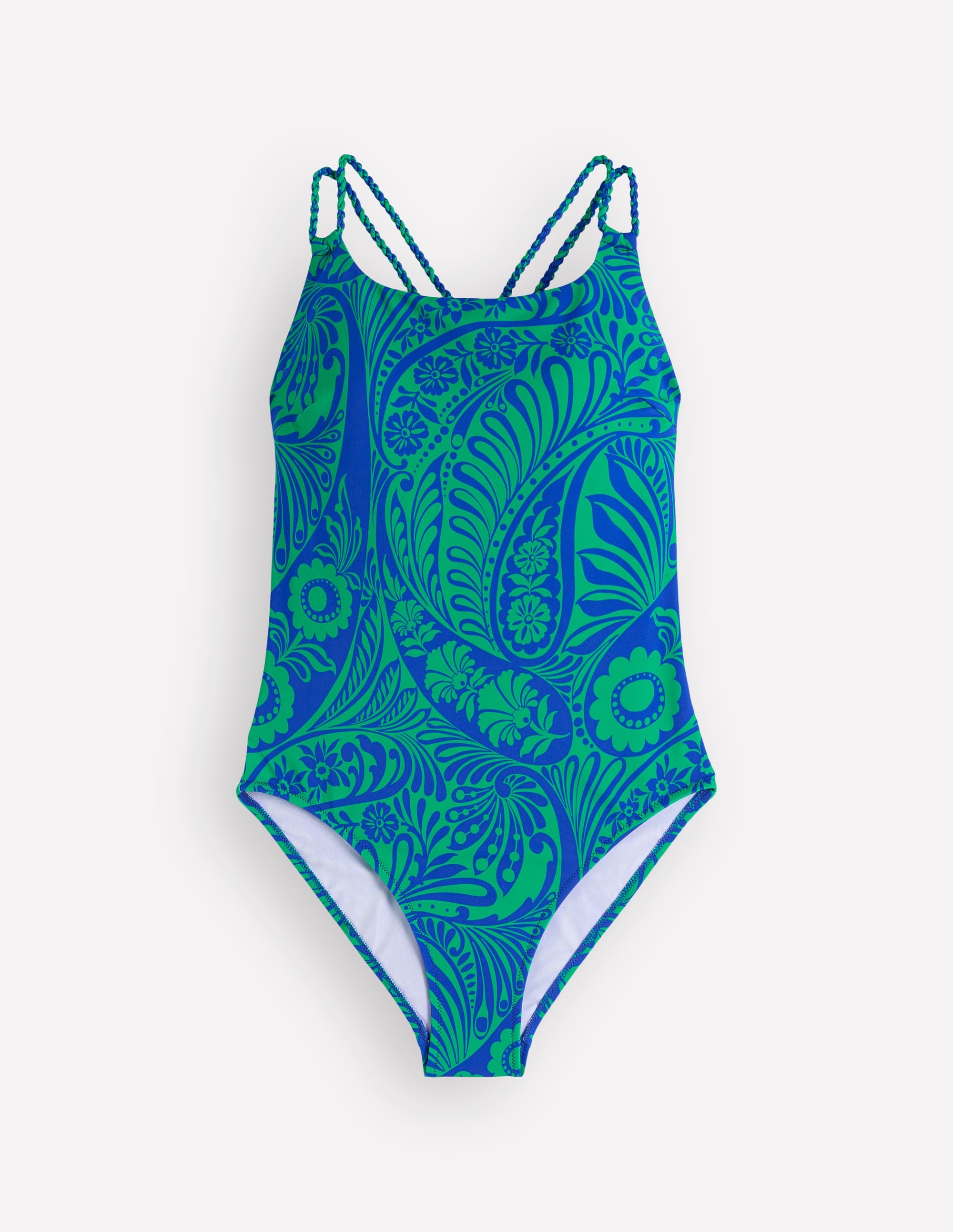 Twist Strap Swimsuit-Blue, Enchanted Paisley - Image 5