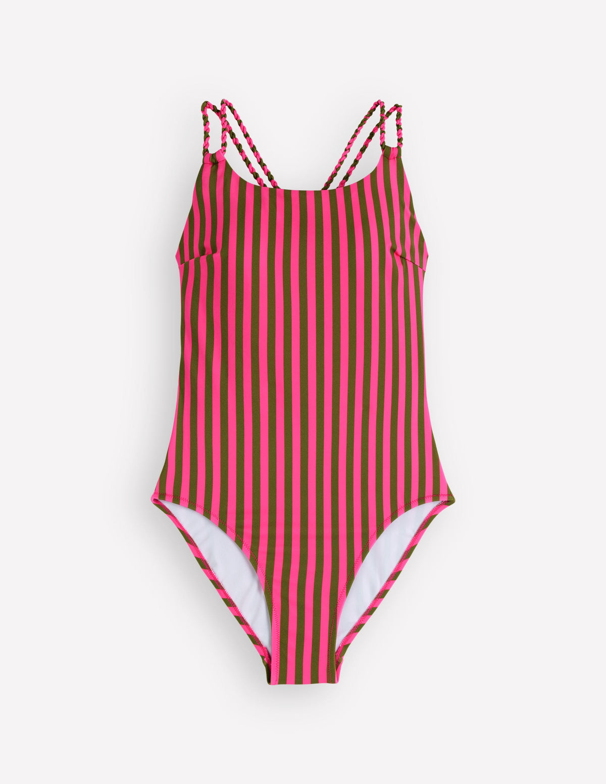 Twist Strap Swimsuit-Pink, Khaki Stripe-7