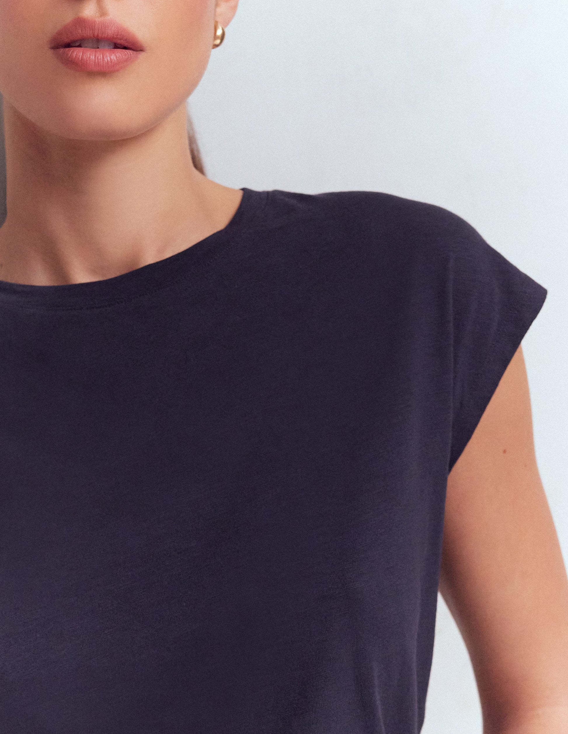 T-shirt Louisa en coton flammé-Bleu marine-2