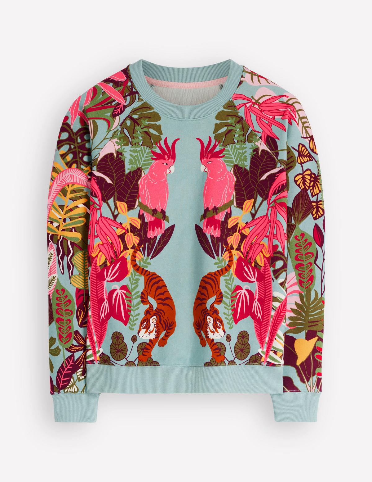 Rosa Bedrucktes Sweatshirt-Tropische Safari Platzierter Druck-6