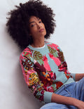Rosa Bedrucktes Sweatshirt-Tropische Safari Platzierter Druck