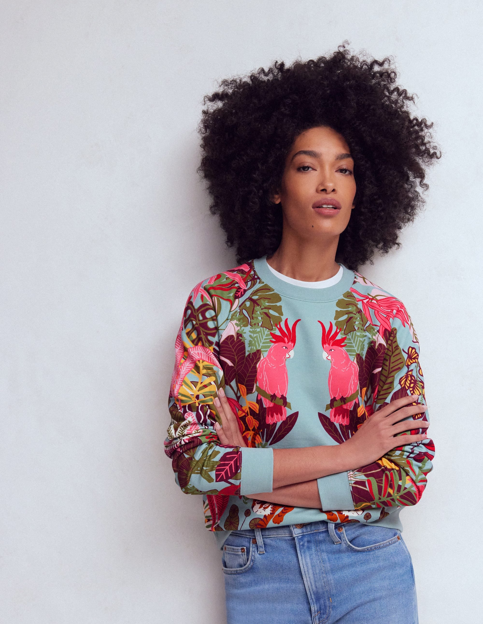 Rosa Bedrucktes Sweatshirt-Tropische Safari Platzierter Druck - Image 5