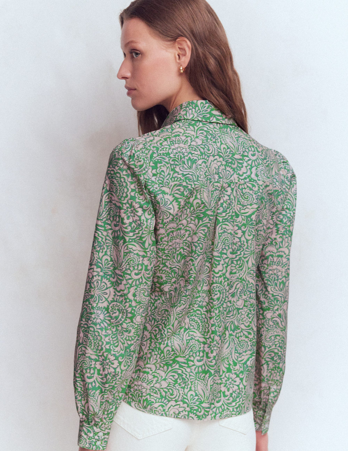 Cara Cotton Shirt-Aloe Green, Elaborate Gardenia - Image 2