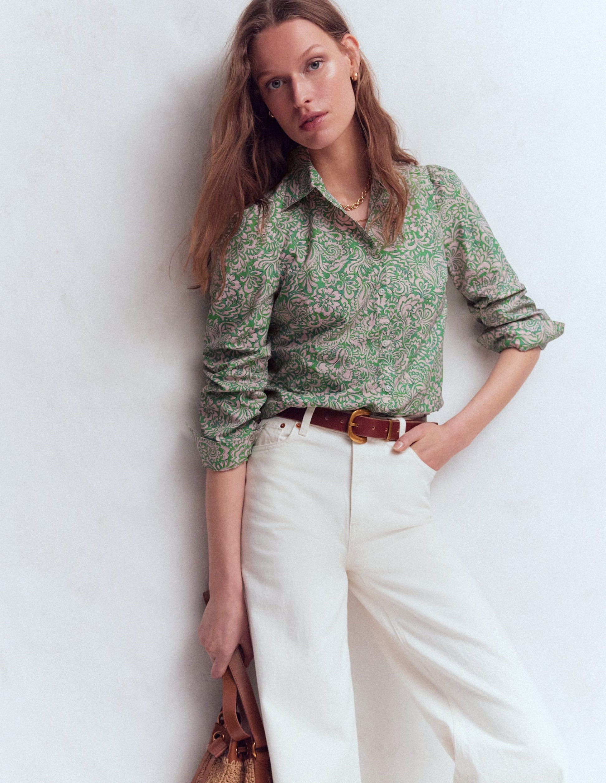 Cara Cotton Shirt-Aloe Green, Elaborate Gardenia-3