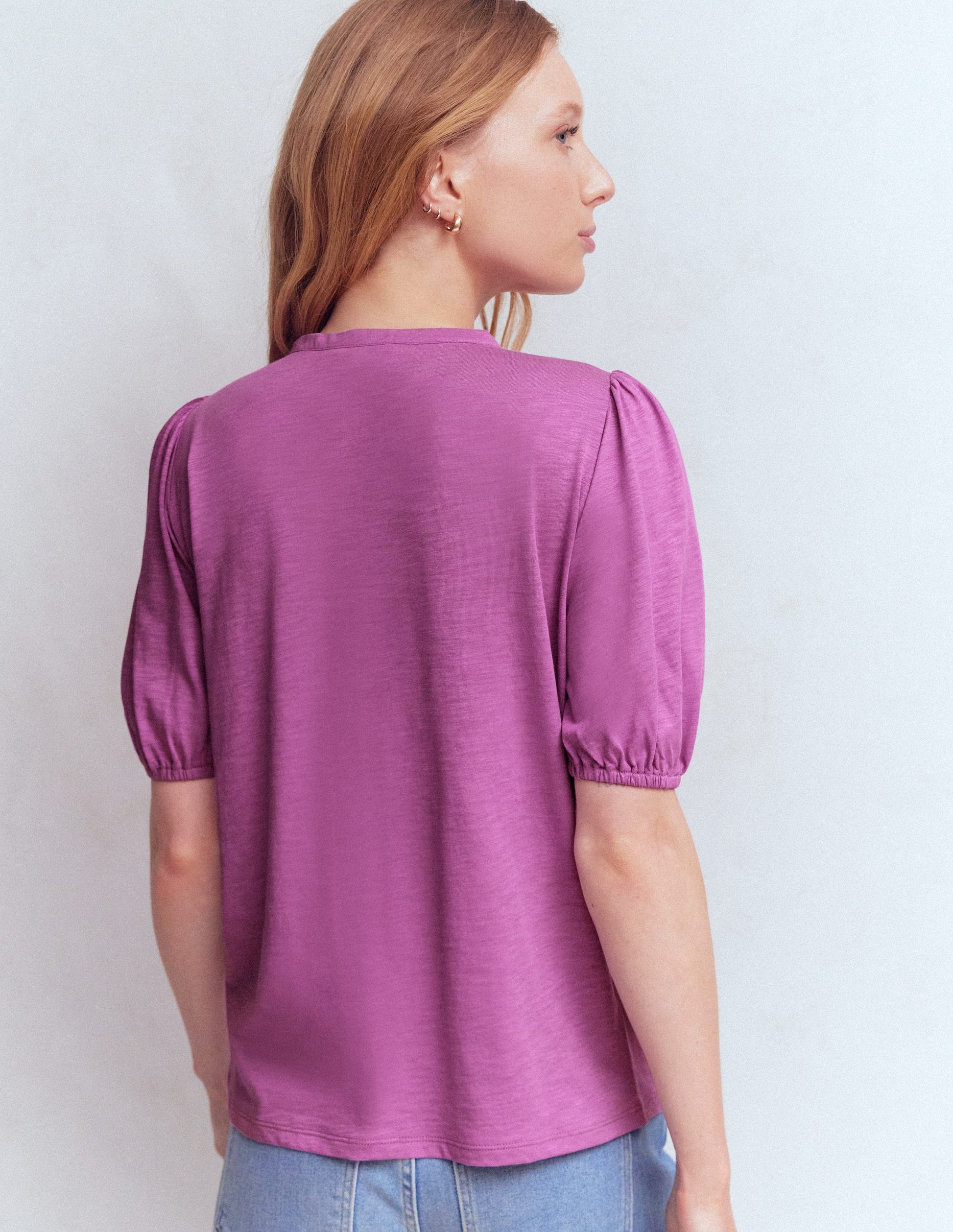 Mya Kurzärmeliges, gesmoktes Hemd-Rotklee-Rosa-3