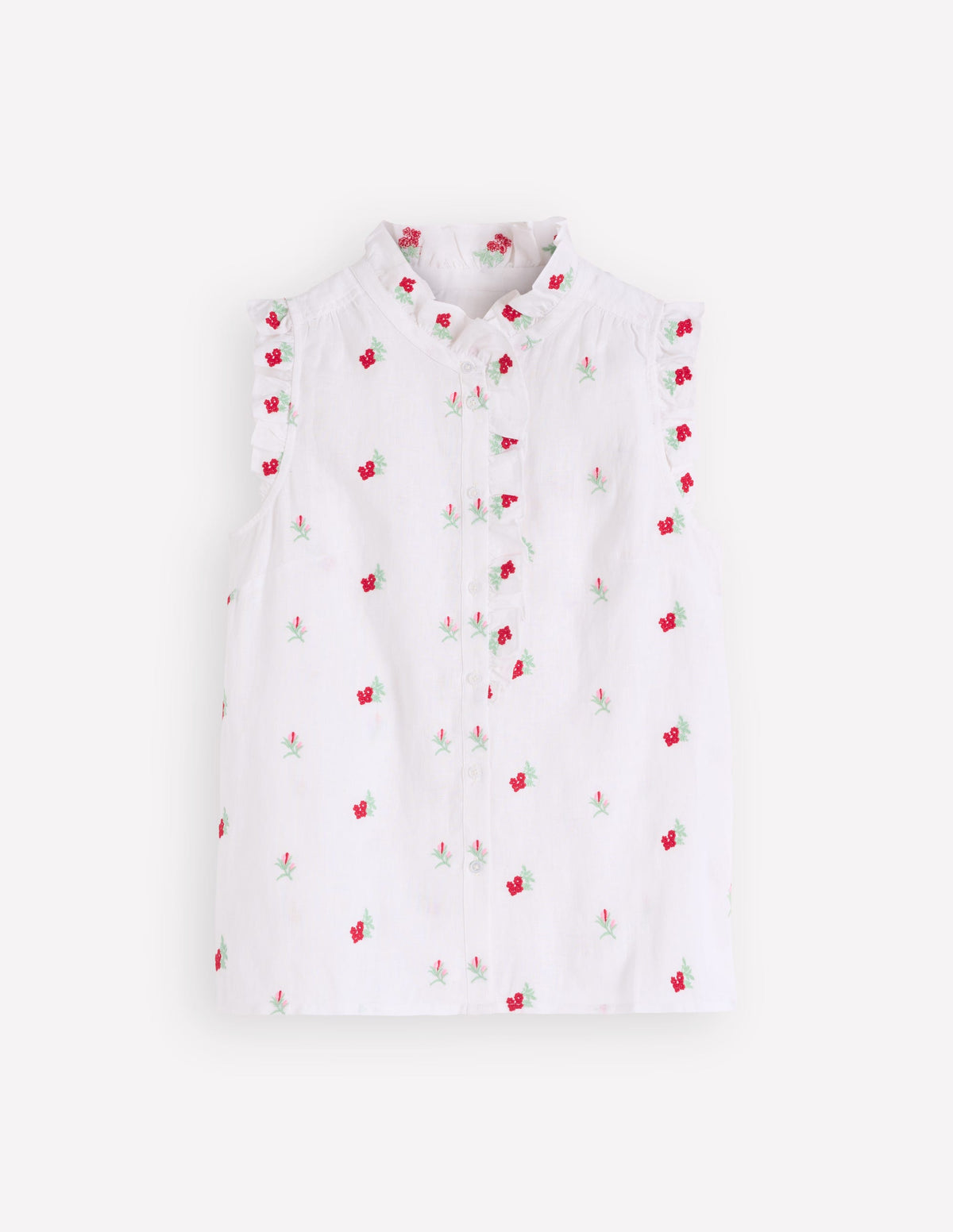 Top sans manches Isabel en lin-Broderie florale - Image 6