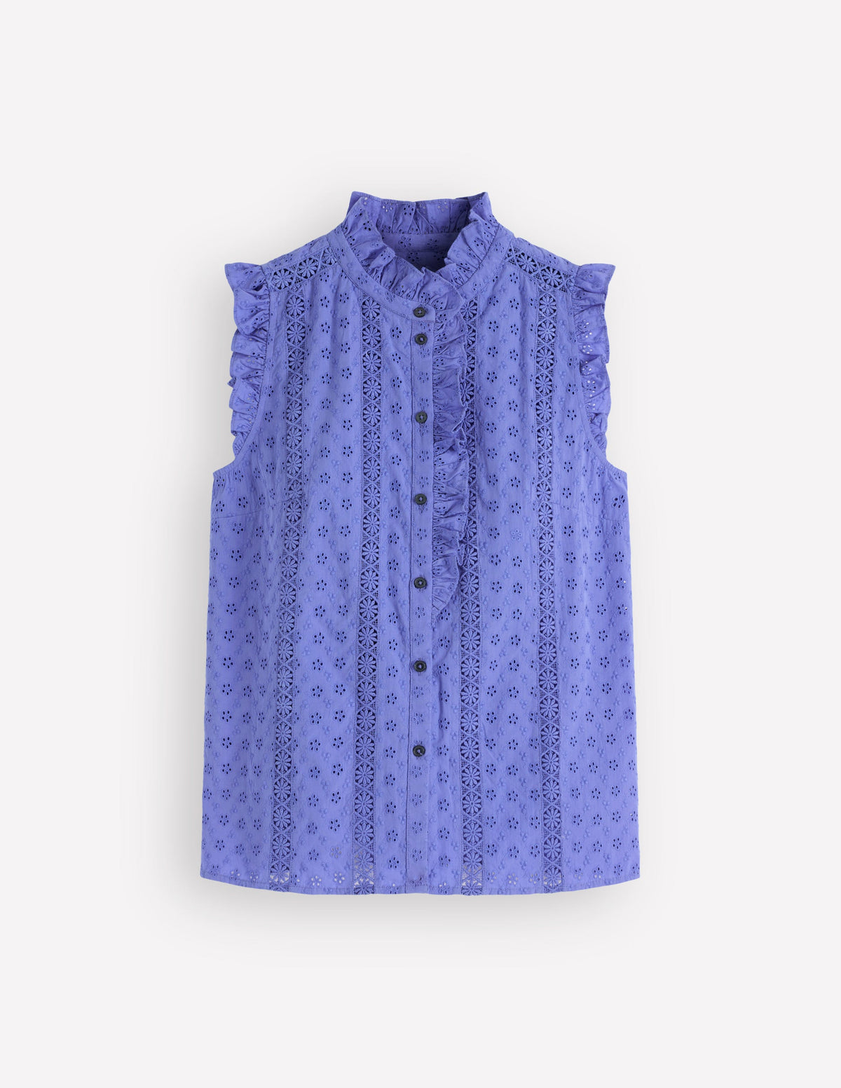 Isabel Sleeveless Broderie Top-Cornflower Blue-5