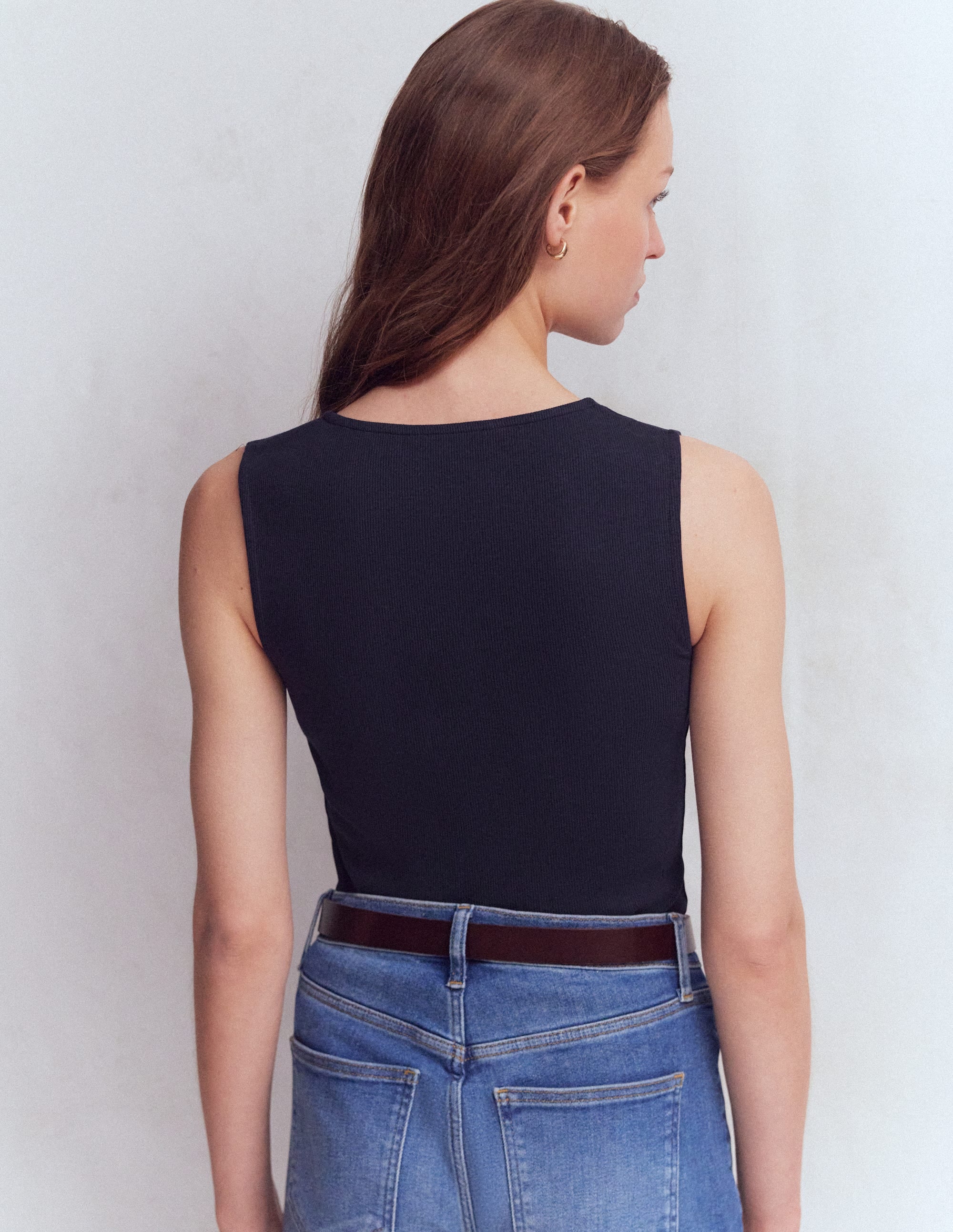 Evie Button Through Rib Vest-Navy - Image 3