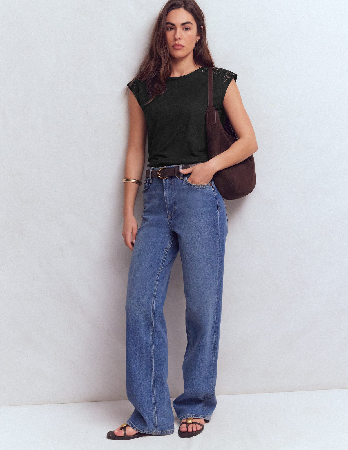 Tara Cutwork Linen Tee-Black-4