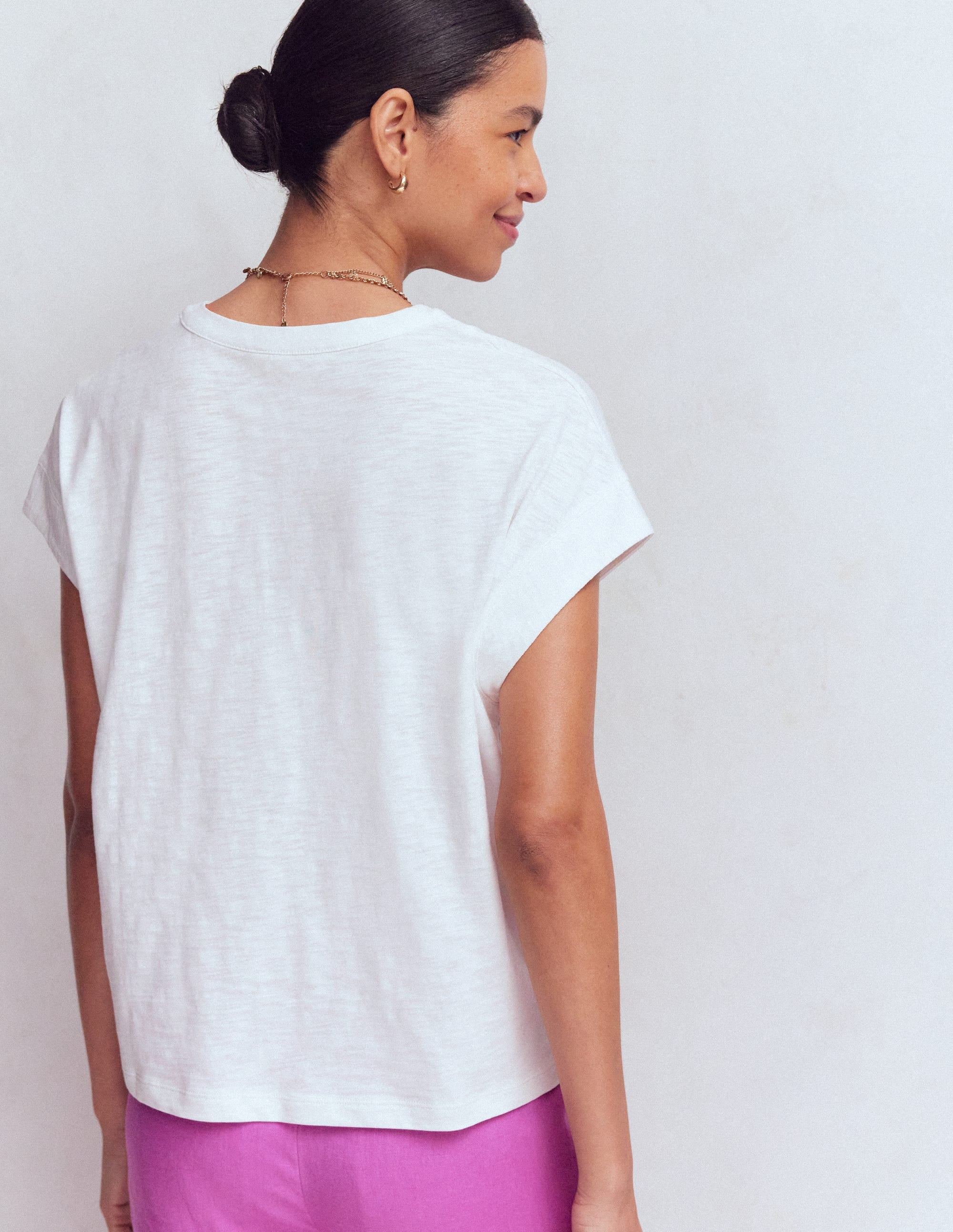 T-shirt Nina brodé à col cranté-Blanc - Broderie multi - Image 3
