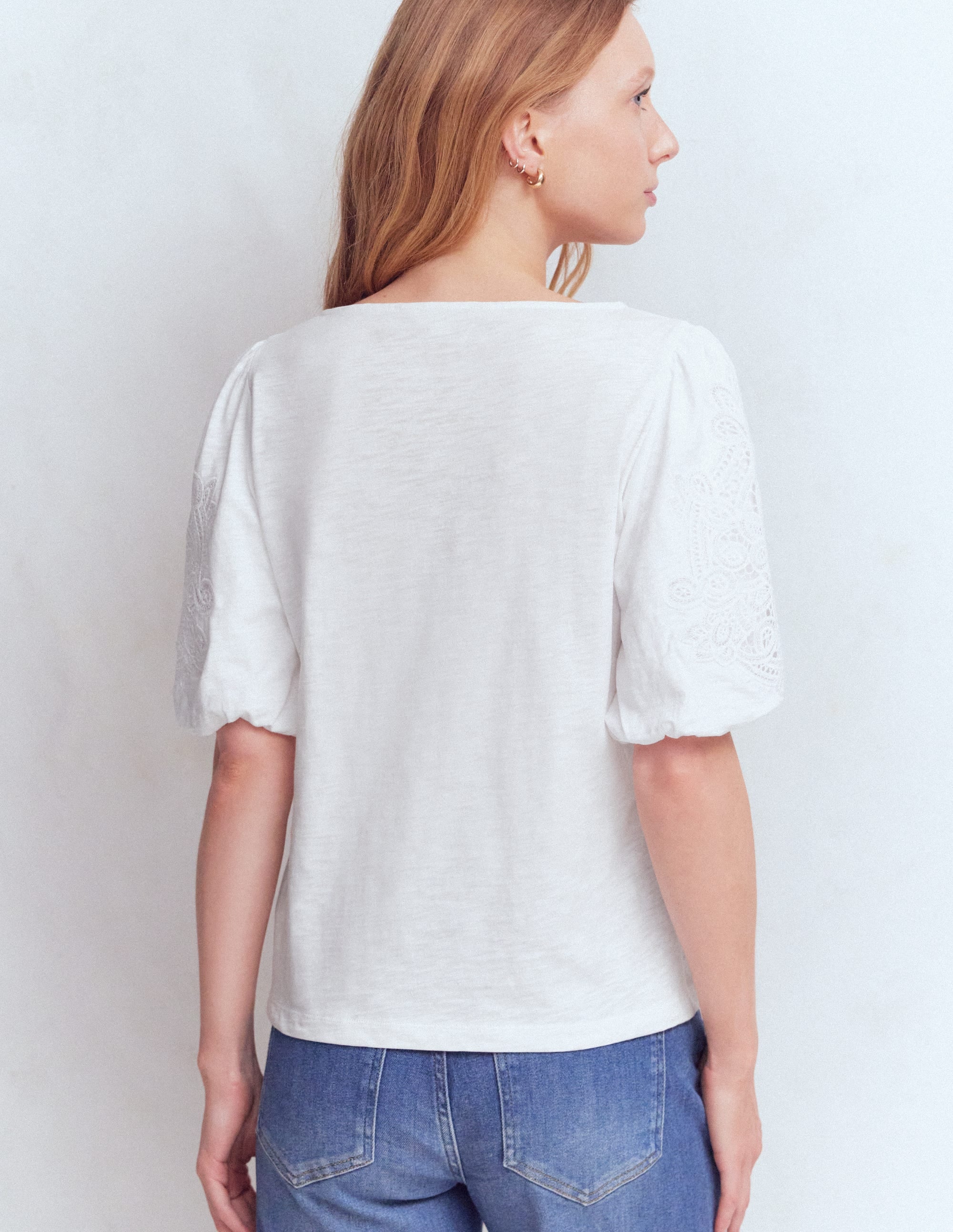 Jerseyoberteil mit Cutwork-Detail-Weiß - Image 3