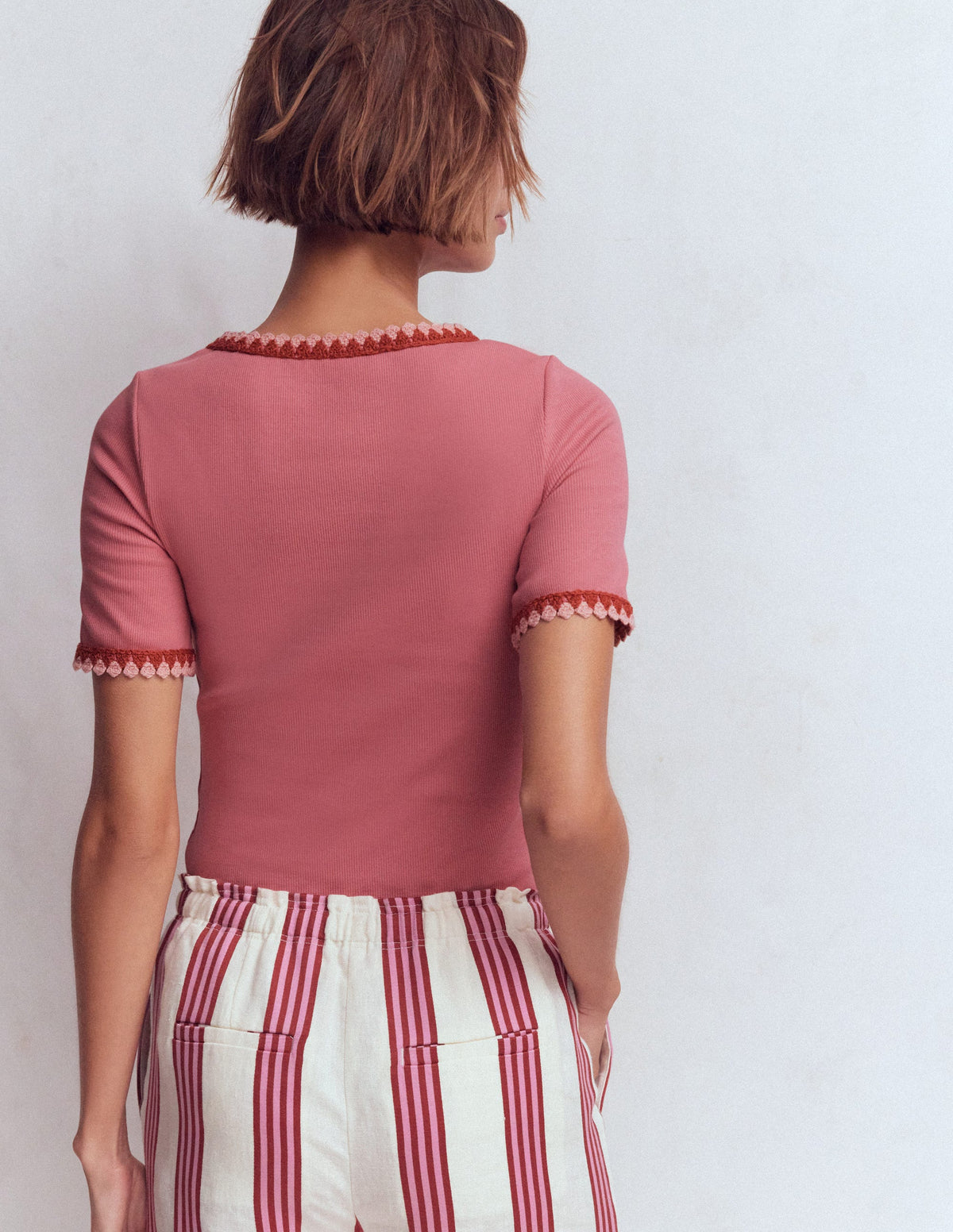 Maddie T-Shirt mit Besatz-Vintagerosa - Image 3
