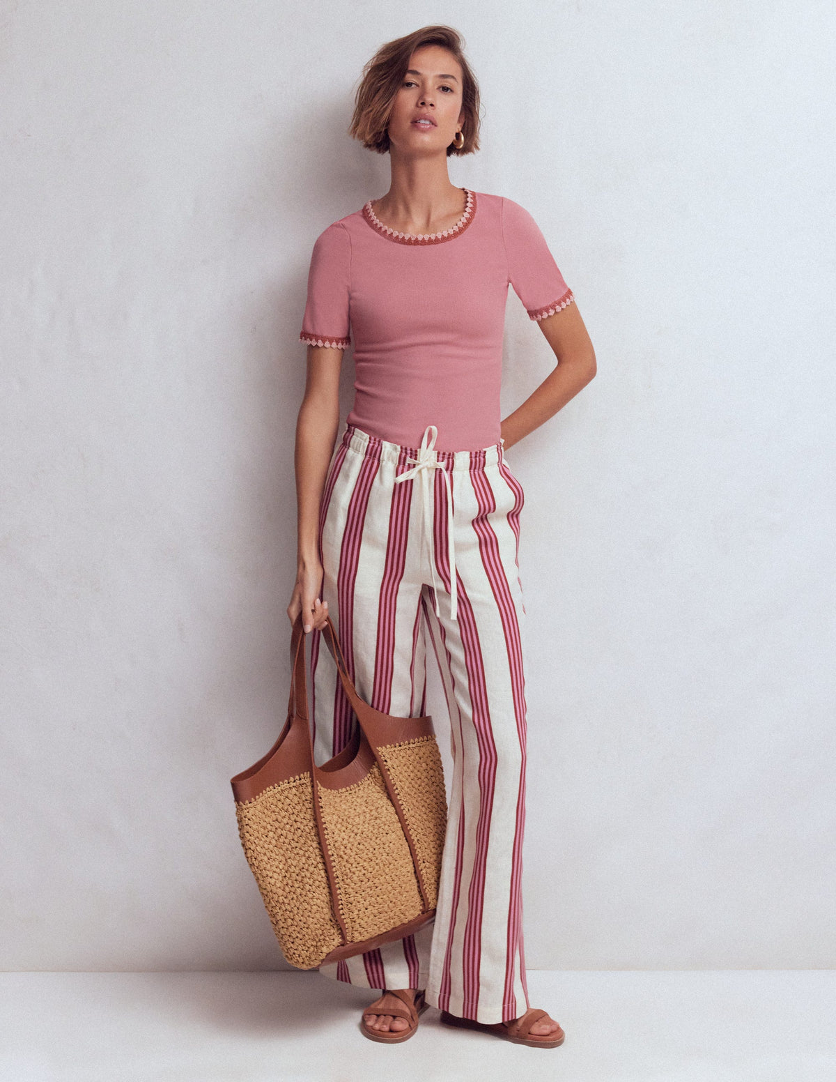 Maddie T-Shirt mit Besatz-Vintagerosa - Image 4