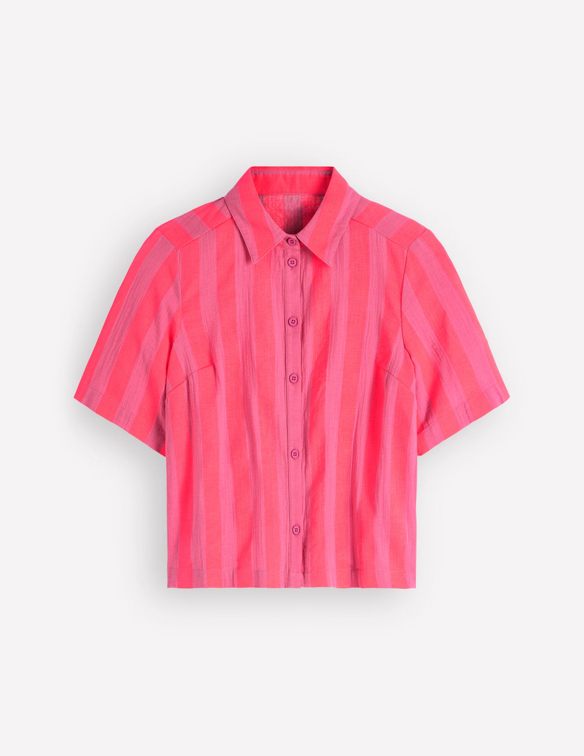 Doppeltuch-Hemd-Rosa, Neon-Koralle Mittelbreite Streifen-8