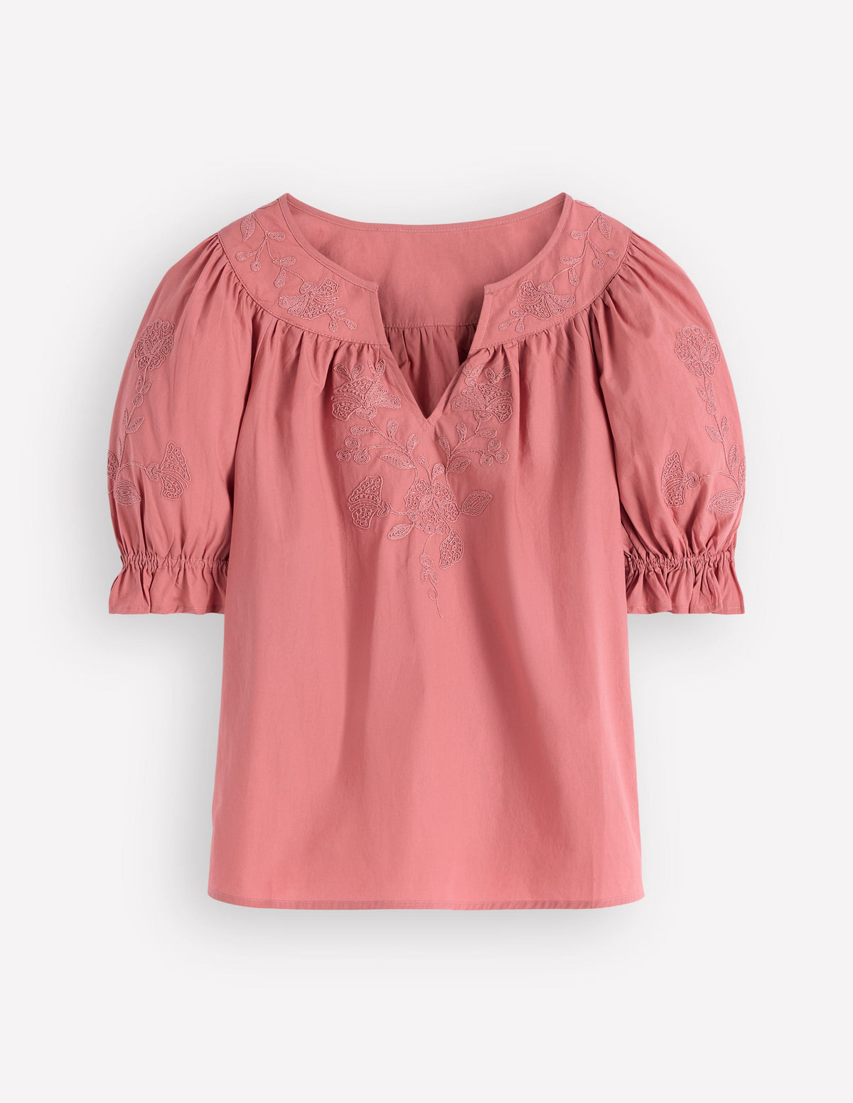 Baumwolloberteil mit bestickter Passe-Vintage-Rosa Bestickt-7