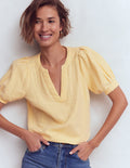 Top Rae double-étoffe-Jaune soleil