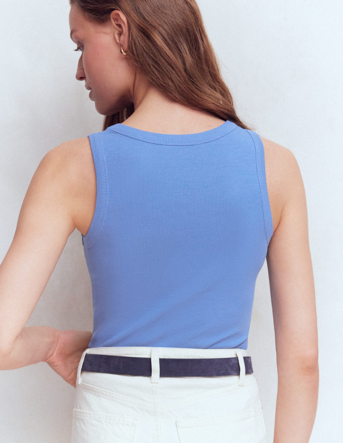 Geripptes Baumwolltop-Kabinenblau - Image 3