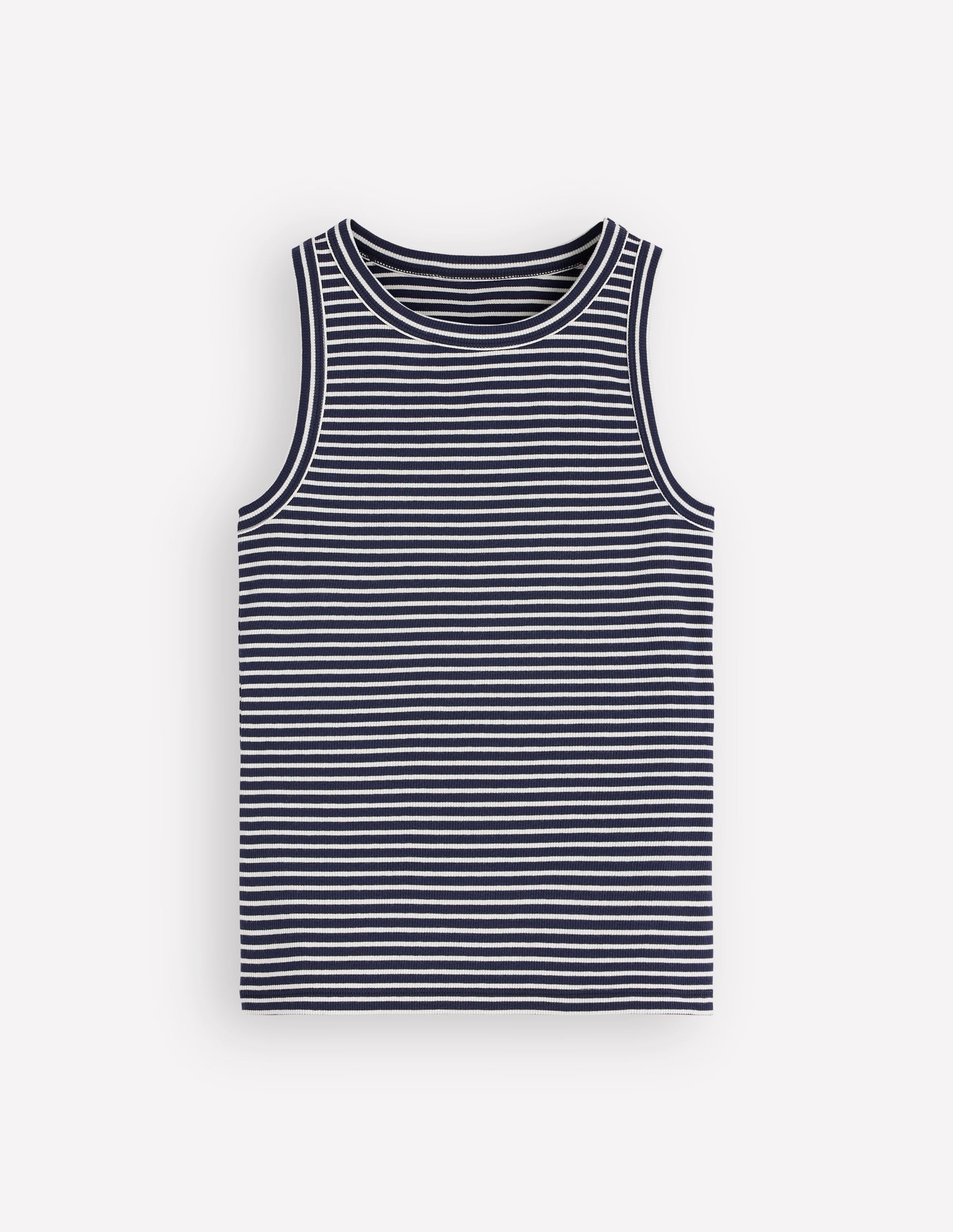 Geripptes Baumwolltop-Navy & Beige Streifen - Image 6
