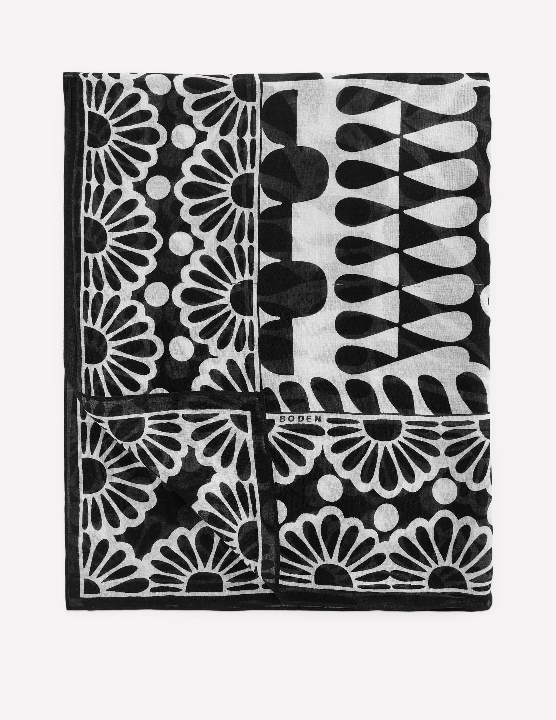 Sarong-Schal mit Muster-Schwarz, Geo-Stempel-1