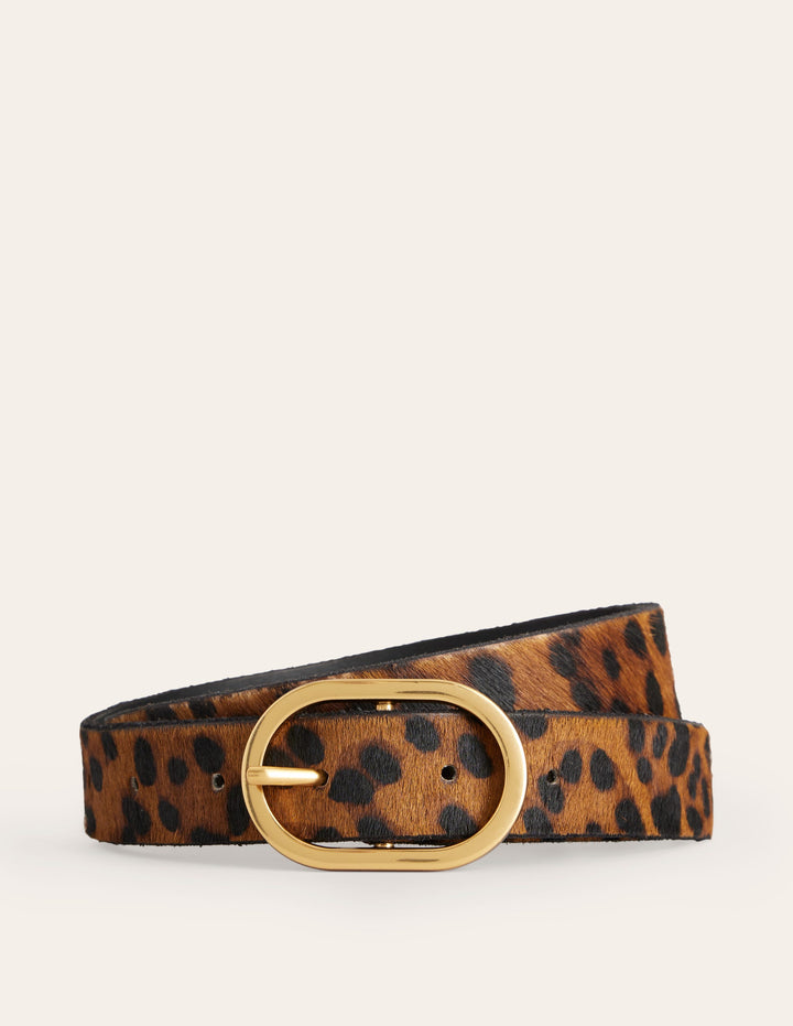 Klassischer Ledergürtel-Mohair, Leopardenmuster