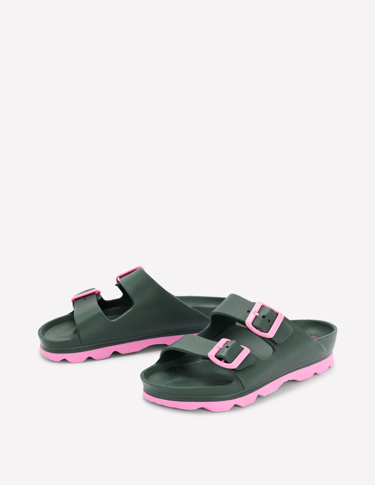 Lyla Pantoletten mit doppelter Schnalle-Khaki/Rosa-4