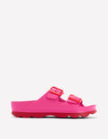 Lyla Pantoletten mit doppelter Schnalle-Pink/Rot