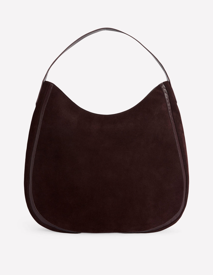 Hobo-Tasche aus Wildleder-Bitterschokolade