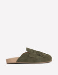 Sabots Etta façon mules avec franges-Vert olive profond