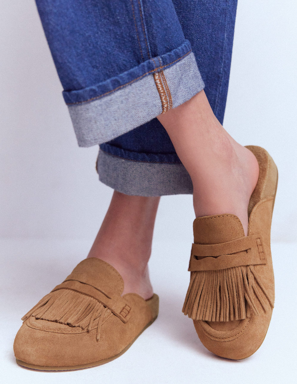 Sabots Etta façon mules avec franges-Fauve - Image 3