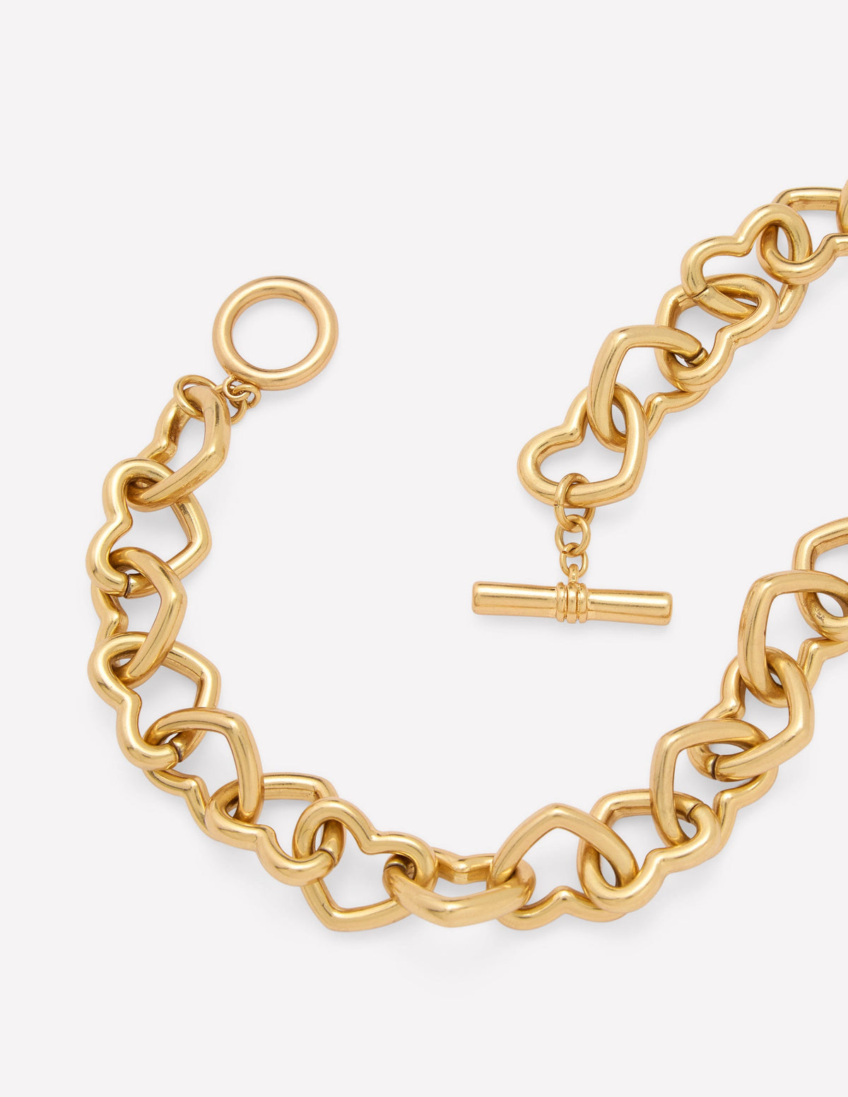 Chunky Heart Chain Necklace-Gold Colour-3