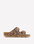 Lyla Bedruckte Pantoletten mit Schnalle-Mohair, Leopardenmuster