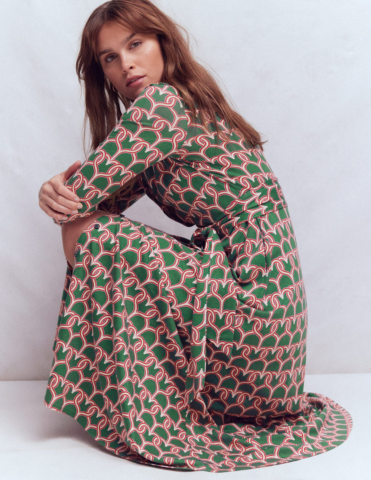 Marcia Jersey-Hemdblusenkleid-Jägergrün, Herzkettenglied - Image 2