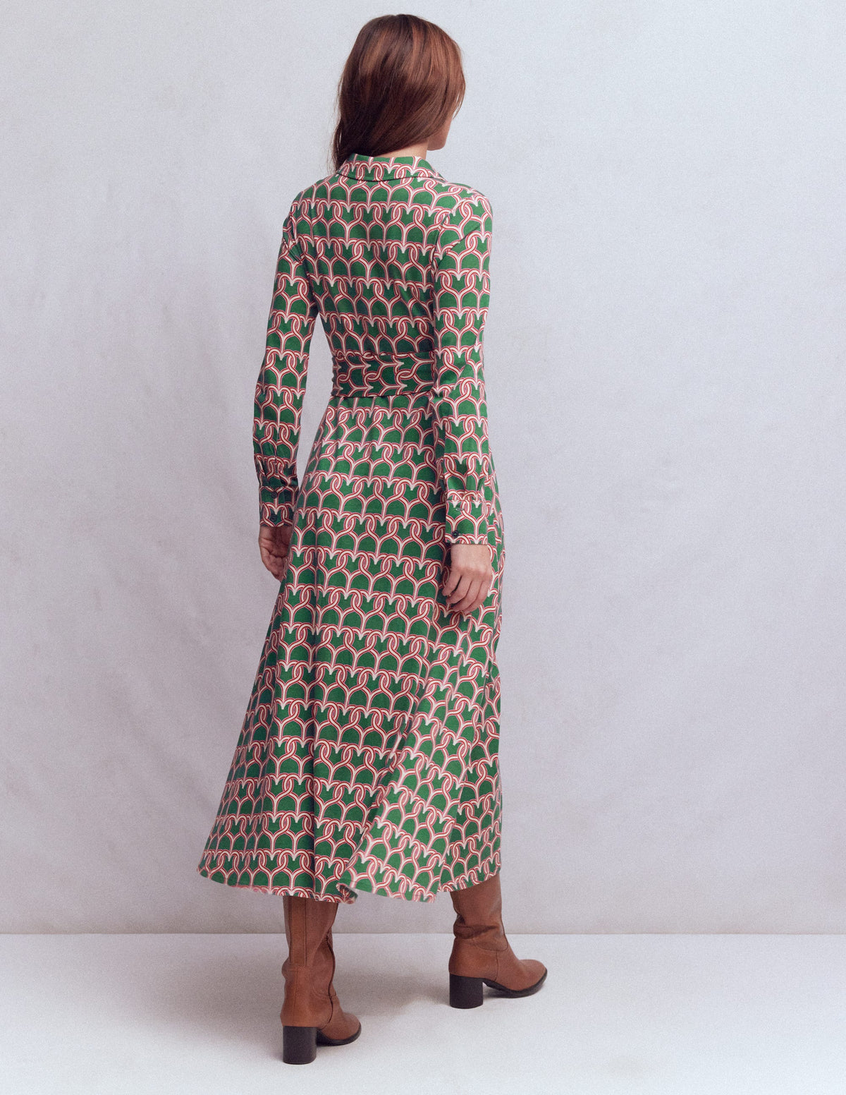 Marcia Jersey-Hemdblusenkleid-Jägergrün, Herzkettenglied-4