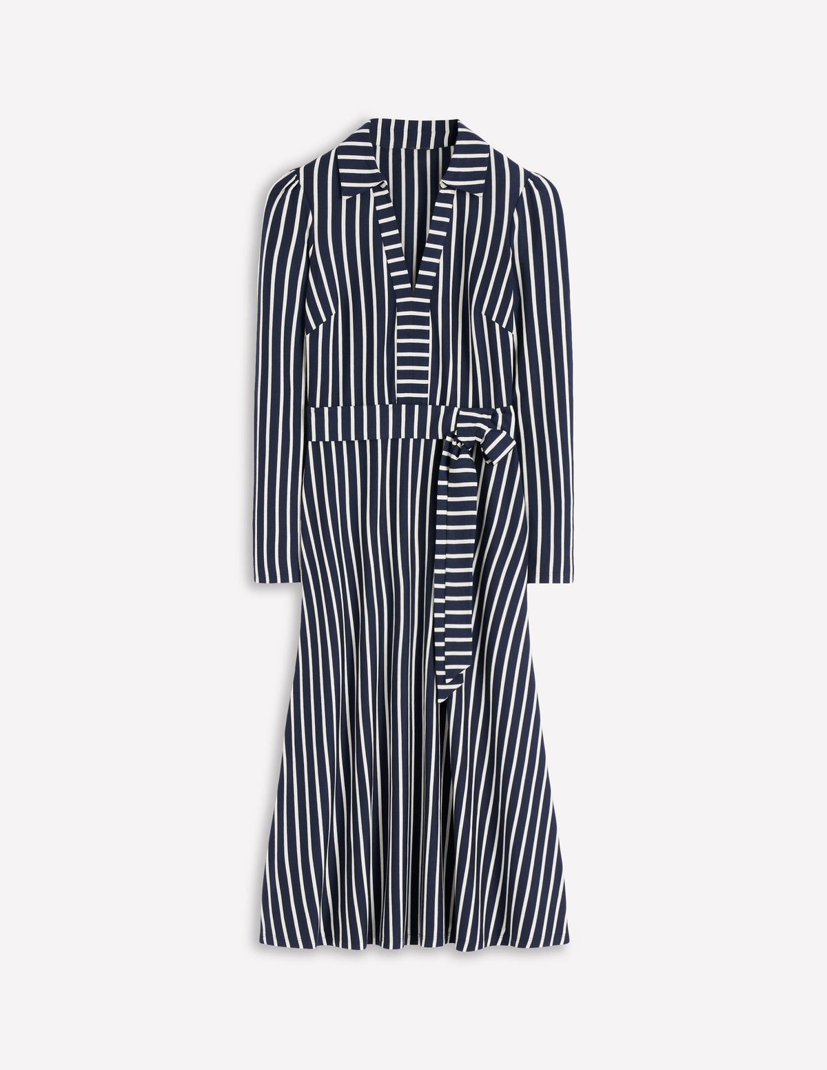 Imogen Jerseykleid mit Kragen-Französisches Navy/Naturweiß, Gestreift - Image 5