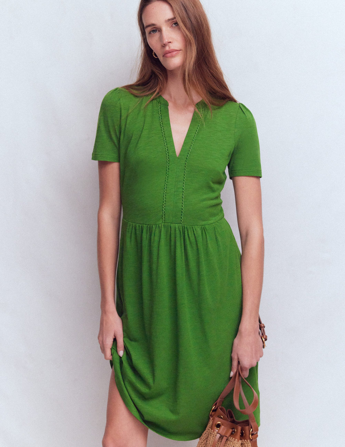 Naomi Kurzärmliges Kleid-Promenadengrün - Image 1