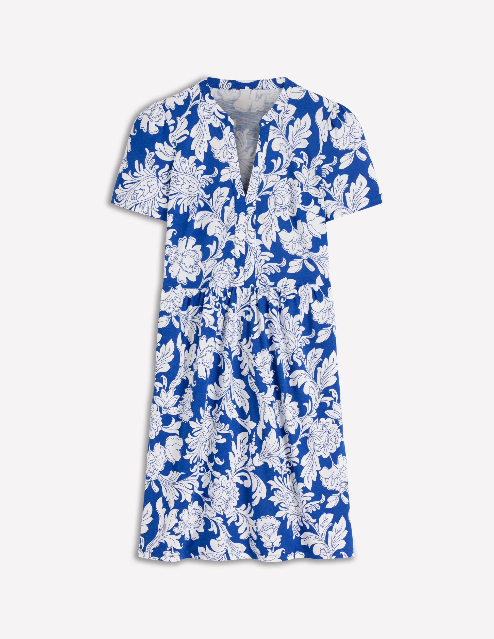 Naomi Short Sleeve Dress-Blue, Botanical Flourish Mono-5