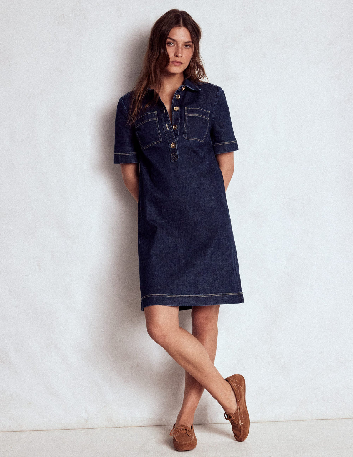 Robe droite Zia à poches-Indigo Foncé-4