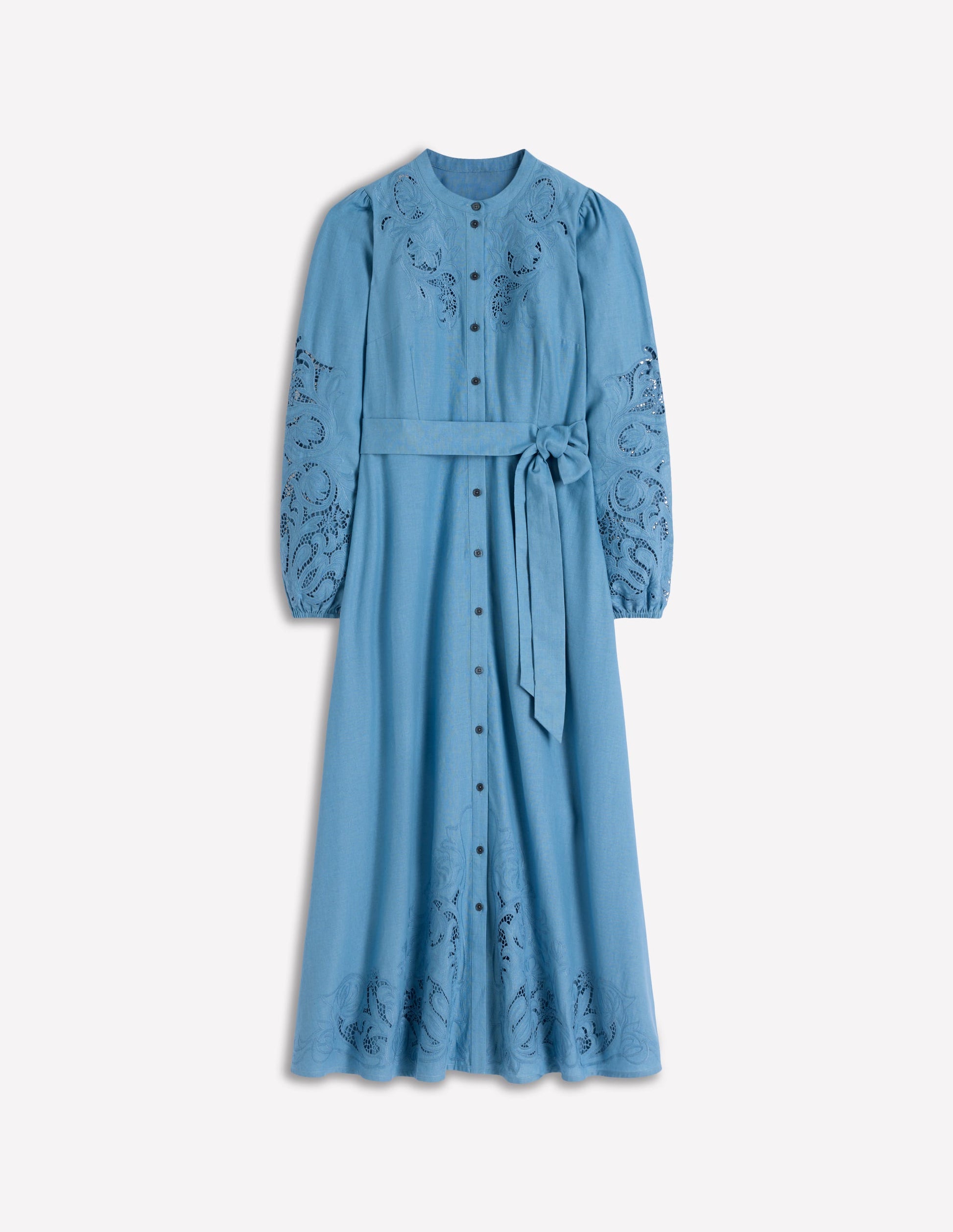 Robe-chemise Mae en lin mélangé-Bleu céleste-5