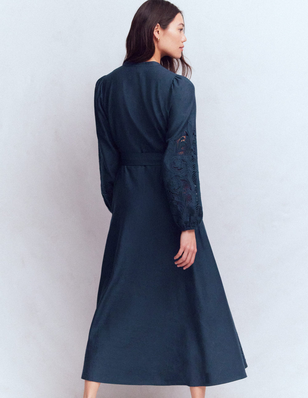 Mae Hemdblusenkleid aus Leinenmischgewebe-Marineblau - Image 3