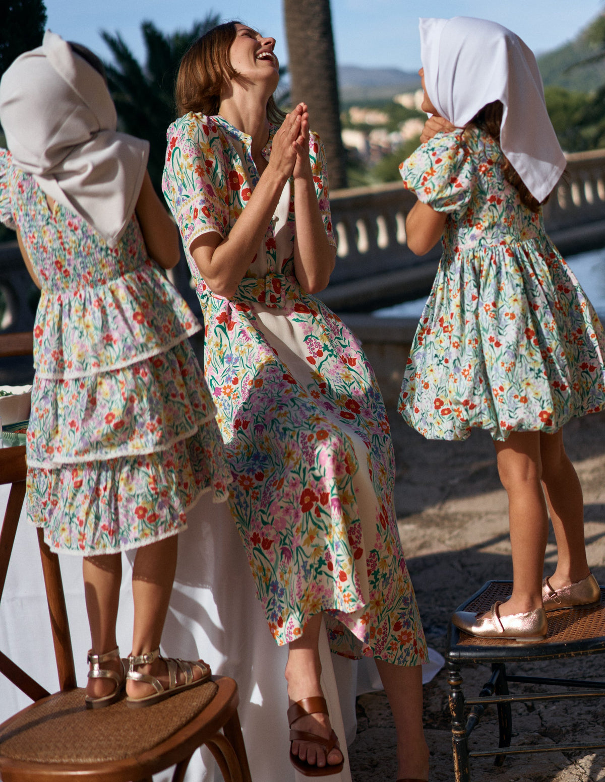 Kate Kleid mit Puffärmeln und Gürtel-Naturweiß, Eleganter Garten-7
