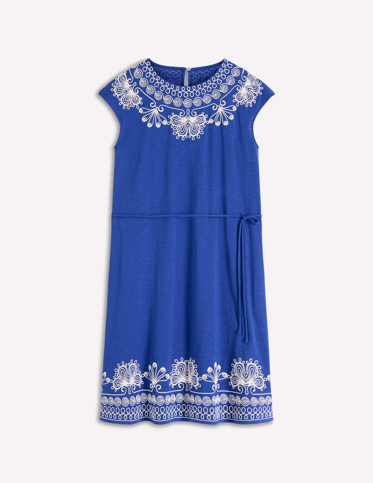 Kurzes Jerseykleid mit Stickerei-Leuchtendes Blau-6