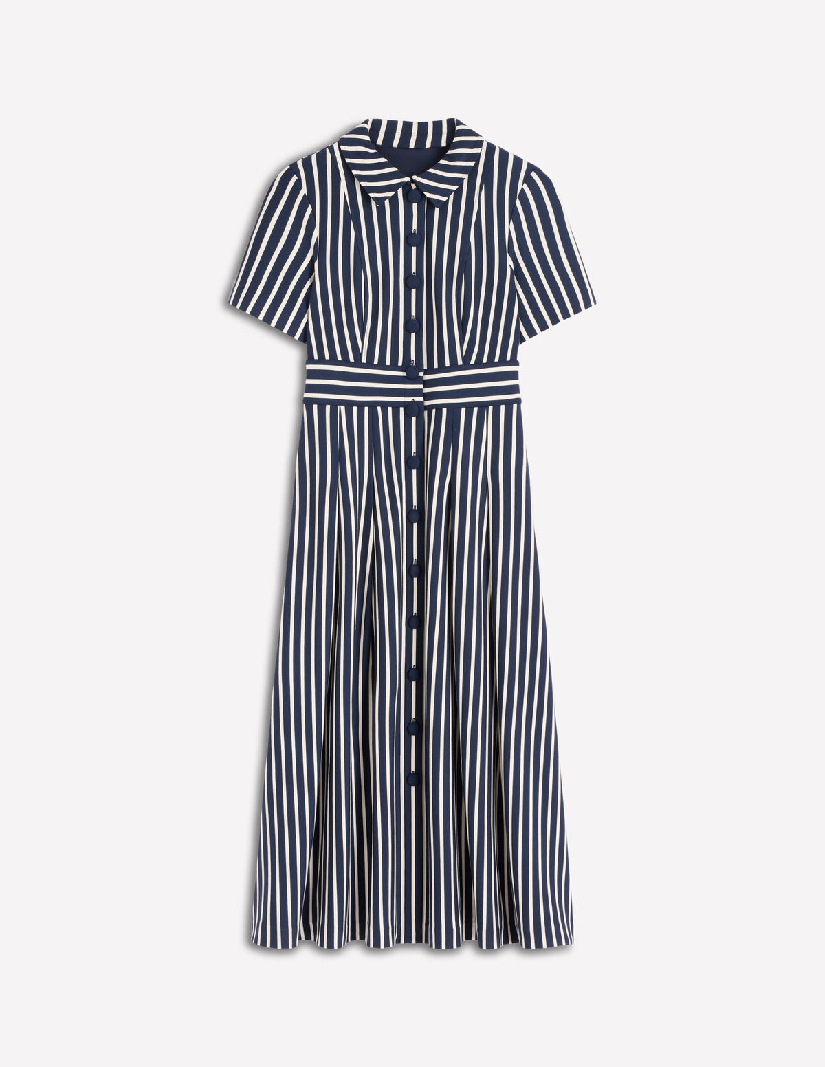 Bridget Ponte Shirt Dress-Navy and Ivory Stripe - Image 5