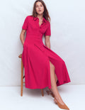 Bridget Ponte-Hemdblusenkleid-Granatapfel